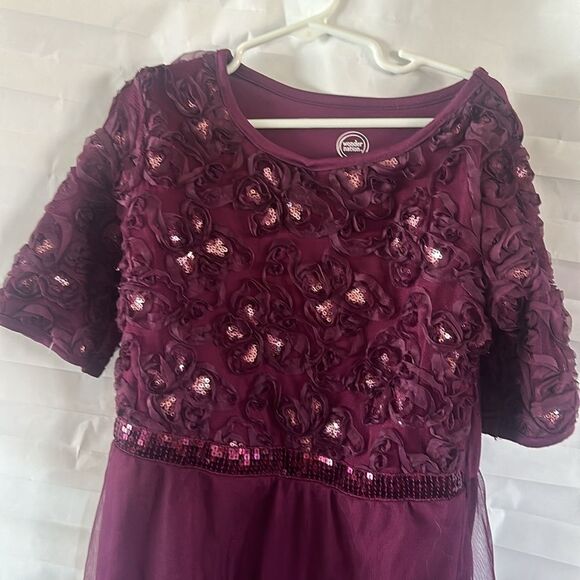 Wonder Nation Girl’s Royal Purple Tulle Dress w/ Roses Size M 7-8 Party Formal - Picture 3 of 4